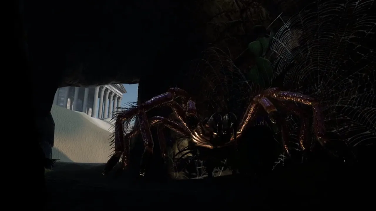 Dark Threads VR game environment with moody atmospheric lighting inside an abstract surreal space