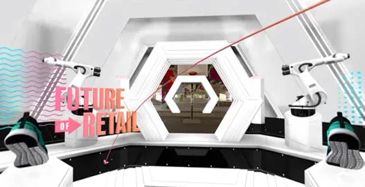 Foot Locker 360 VR experience title screen showing the Future of Retail concept