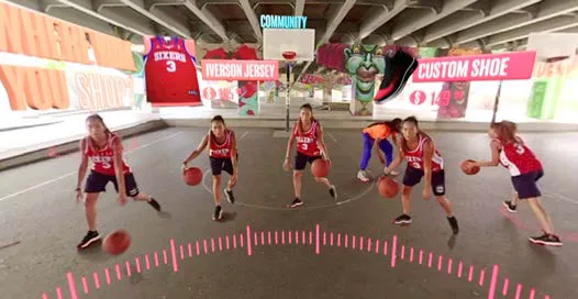 Foot Locker 360 VR jersey selection interface inside the virtual retail environment
