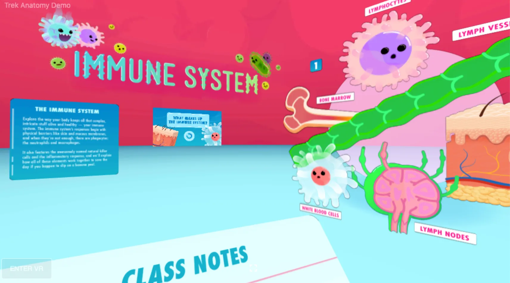 Trek AI immersive lesson showing the human immune system from the inside