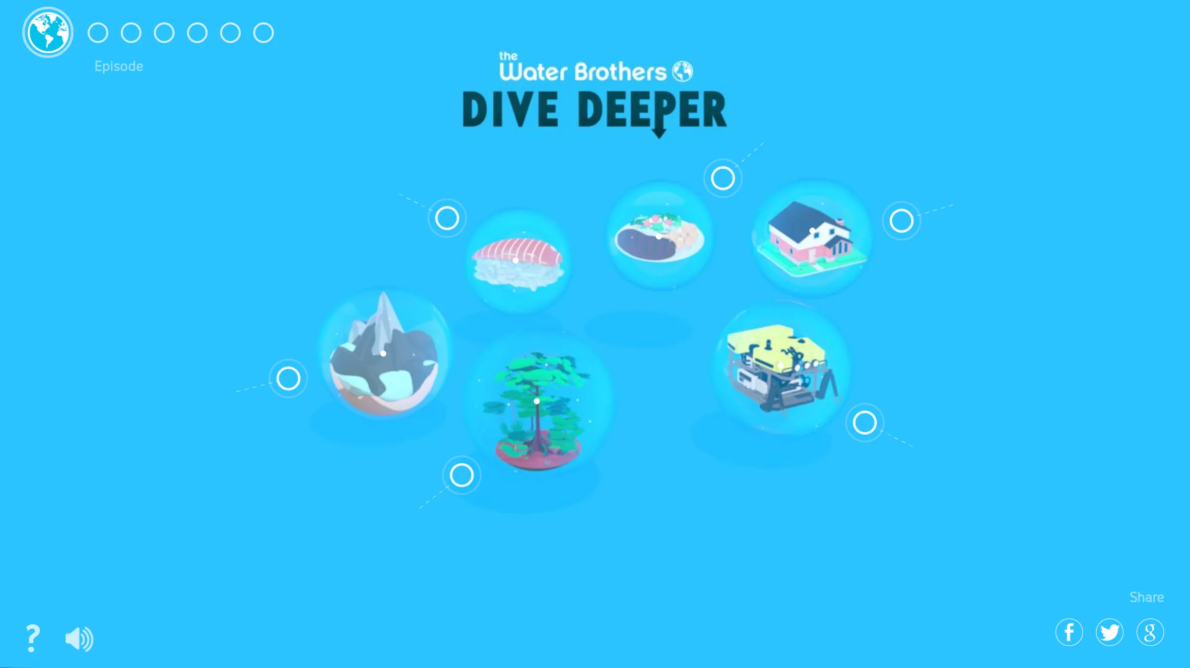 Water Brothers Dive Deeper episode menu listing season topics with clickable entry points