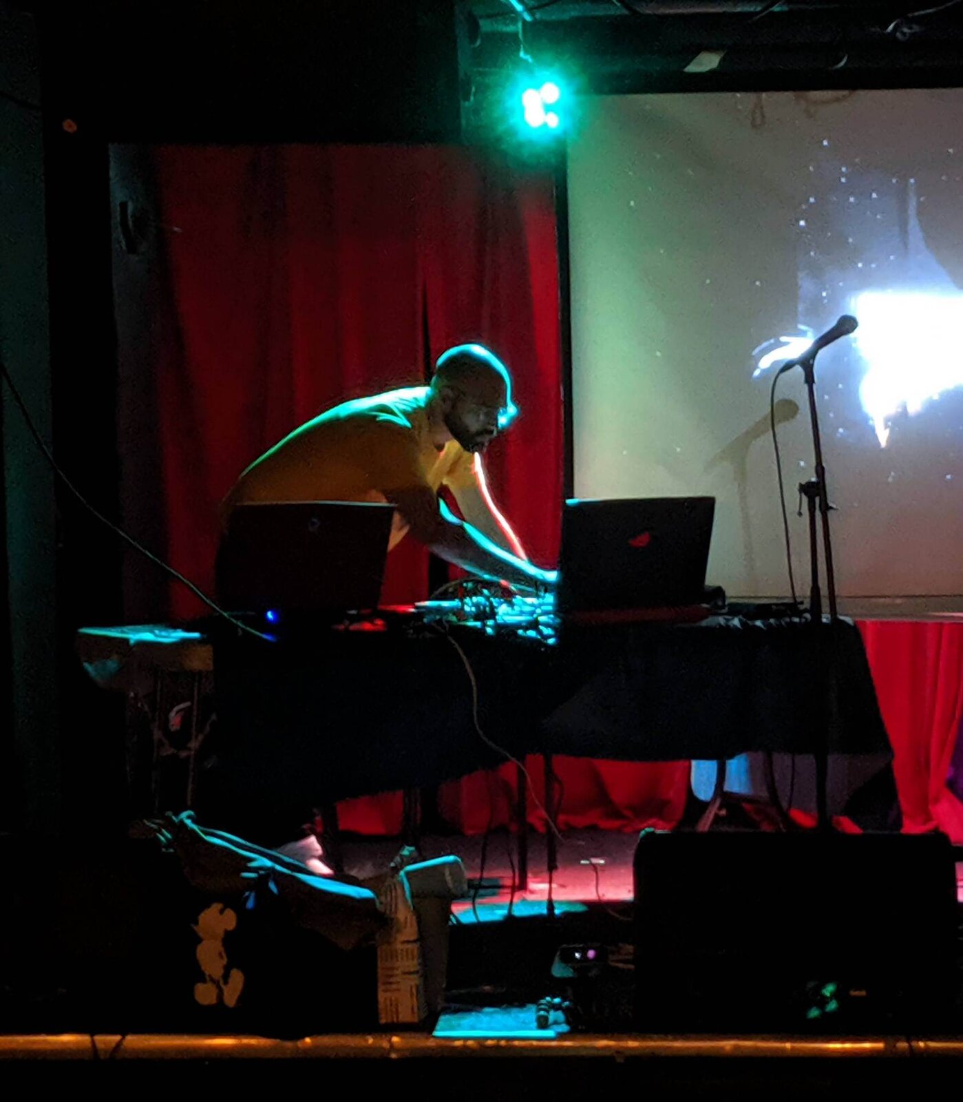 Tyler Sammy performing as VJ/DJ/MC at Pietro's 40th birthday, 2019